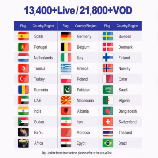 IPTV サブスクリプション コード Trex IPTV (全ヨーロッパ) オランダ、ベルギー、ドイツ チャンネル 1/3/6/12 か月 M3u